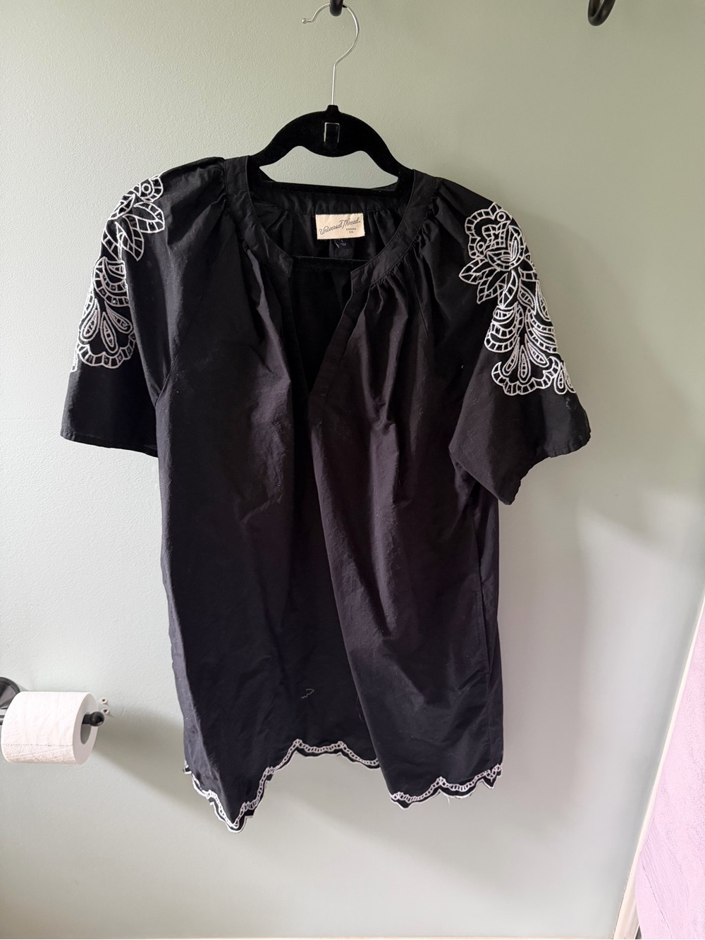 Black Embroidered Women’s Peasant Style dress